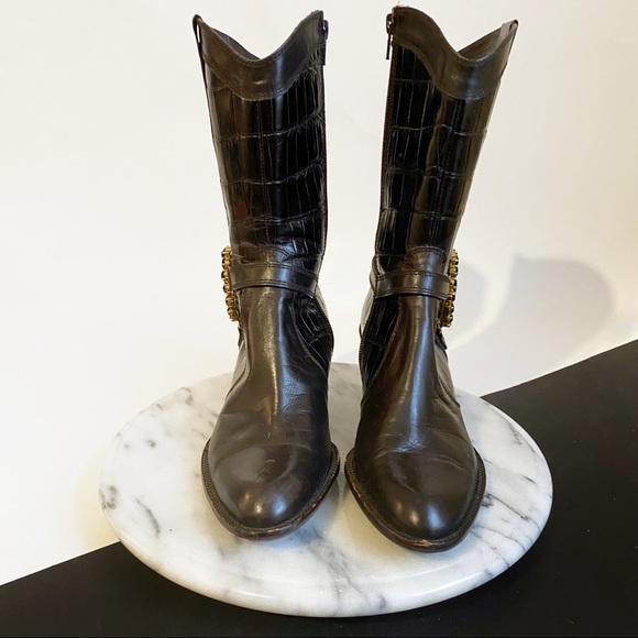 Stuart Weitzman Glam Brown Cowboy Boots - Picture 6 of 8